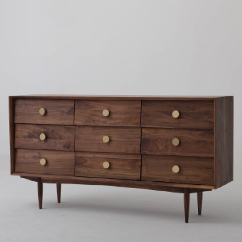 Commode de rangement en bois massif à double commode horizontale moderne pour chambre à coucher