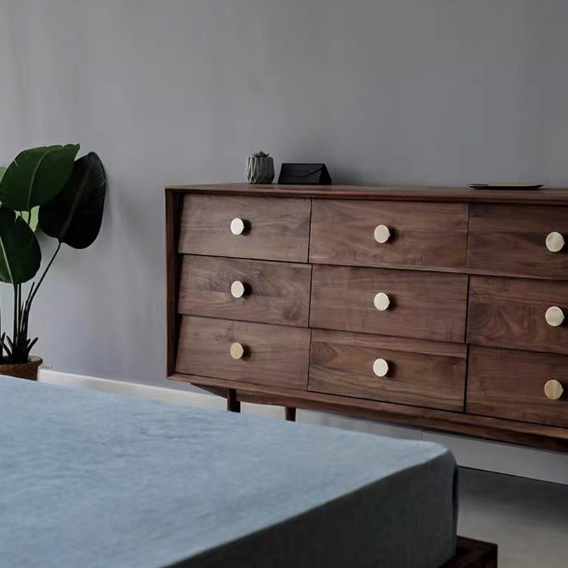 Commode de rangement en bois massif à double commode horizontale moderne pour chambre à coucher