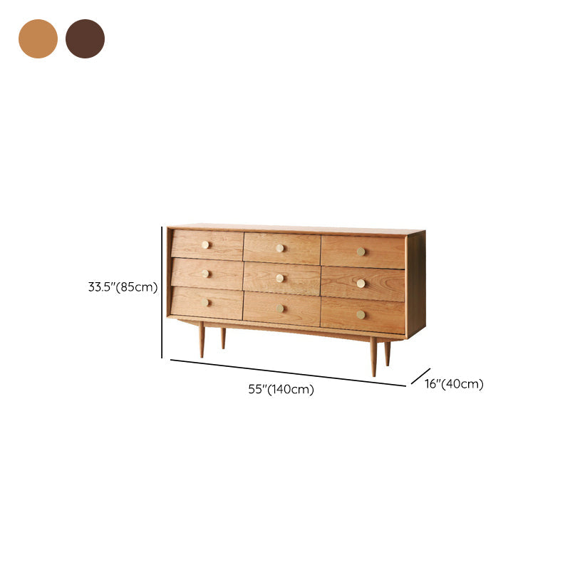 Commode de rangement en bois massif à double commode horizontale moderne pour chambre à coucher