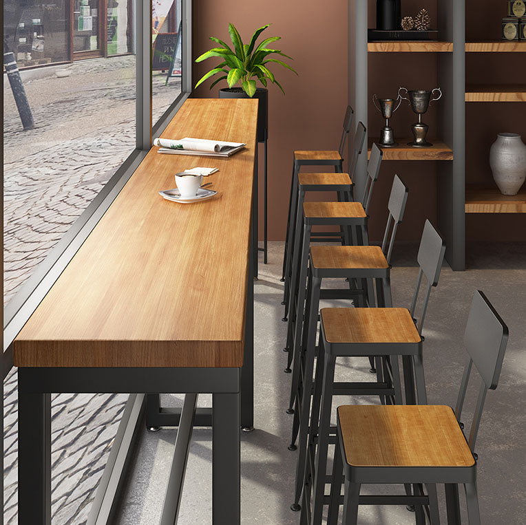 Solid Wood Bar Table Set 1/7 Pcs Industrial Metal Frame Bar Table and Stools Clearhalo 'Bar Furniture' 'furn' 'furn_home_bar_bar_sets' 'Furniture' 'Home Bars & Bar Sets' 'home_bar_bar_sets' 'Kitchen & Dining Furniture' 7018415