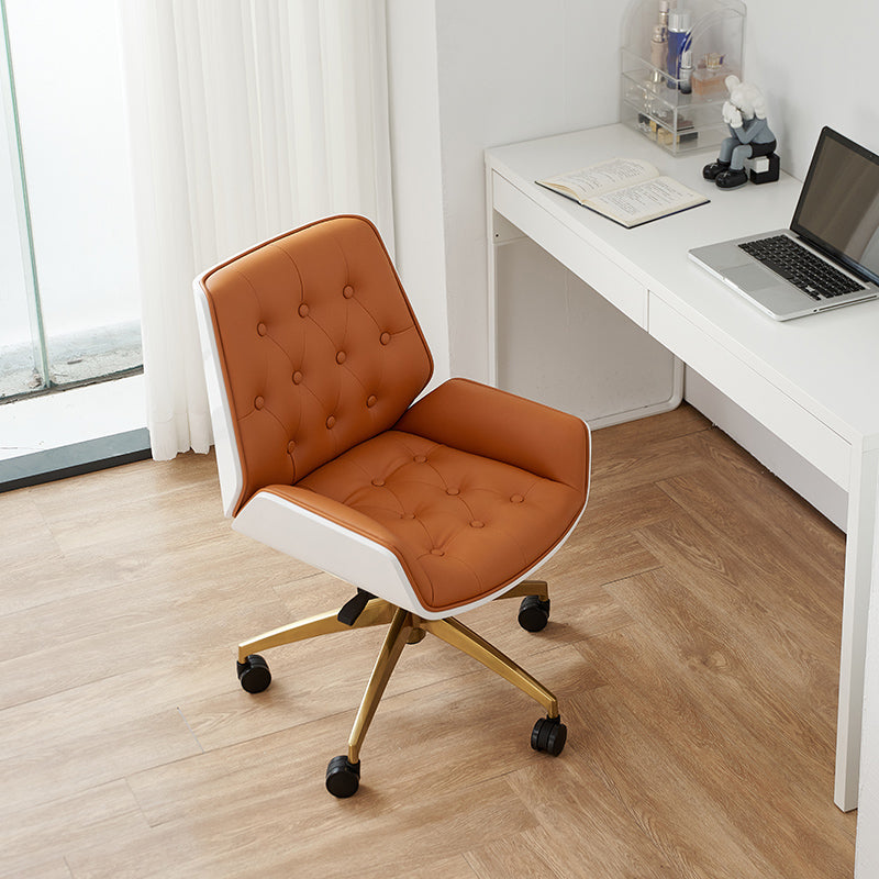 Chaise de bureau sans bras moderne sans chaise de bureau ergonomique en cuir pénible avec roues