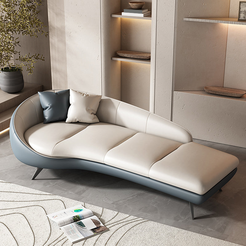 Modern Upholstered Chaise Lounge Leather Chaise with Left-Arm for Bedroom and Living Room 94"L x 37"W x 31"H Light Blue-White Clearhalo 'Chairs & Seating' 'Chaise Lounge' 'chaise_lounge' 'furn' 'furn_chaise_lounge' 'Furniture' 'Living Room Furniture' 7018550