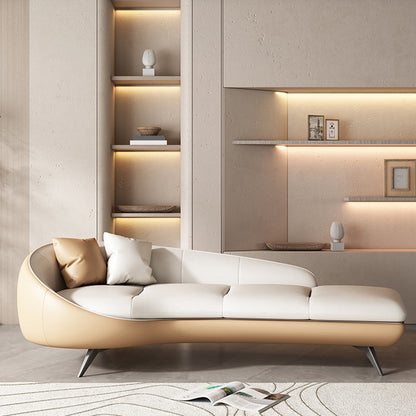 Modern Upholstered Chaise Lounge Leather Chaise with Left-Arm for Bedroom and Living Room Beige Orange Clearhalo 'Chairs & Seating' 'Chaise Lounge' 'chaise_lounge' 'furn' 'furn_chaise_lounge' 'Furniture' 'Living Room Furniture' 7018551