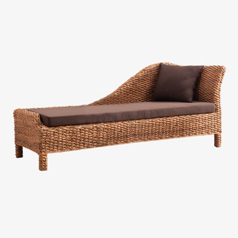 Farmhouse Style Chaise Lounge Chair Rattan Chair for Bedroom Brown Right-Arm Chaise Clearhalo 'Chairs & Seating' 'Chaise Lounge' 'chaise_lounge' 'furn' 'furn_chaise_lounge' 'Furniture' 'Living Room Furniture' 7018566