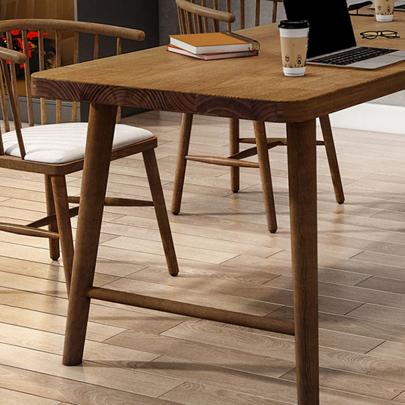 Solid Wood Rectangle Writing Desk Modern 29.53" Tall Office Desk with H-Base Clearhalo 'furn' 'furn_office_desk' 'Furniture' 'Office Desks' 'Office Furniture' 'office_desk' 7019057