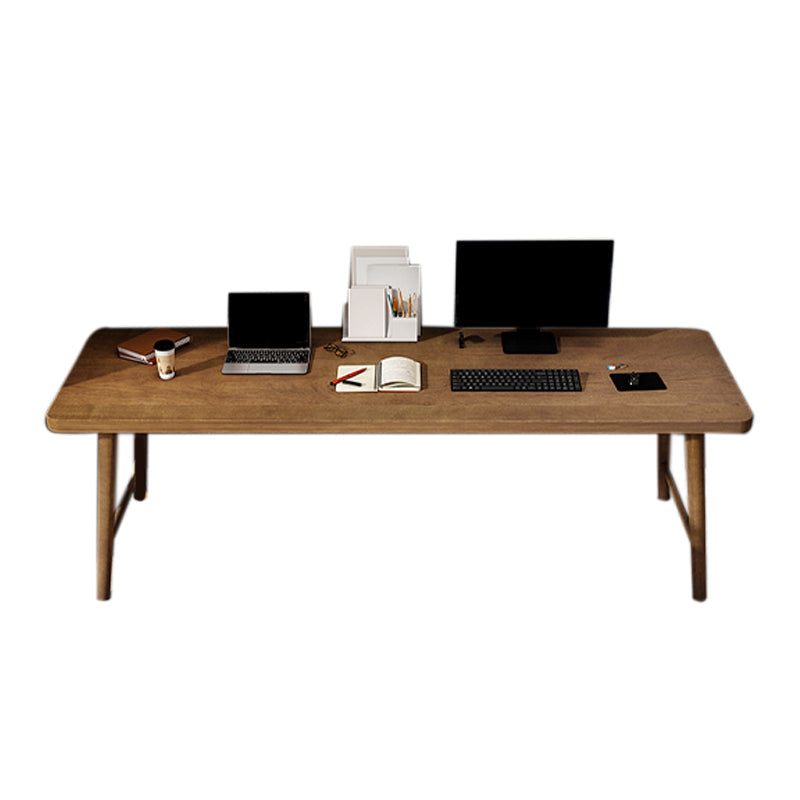 Solid Wood Rectangle Writing Desk Modern 29.53" Tall Office Desk with H-Base Clearhalo 'furn' 'furn_office_desk' 'Furniture' 'Office Desks' 'Office Furniture' 'office_desk' 7019058