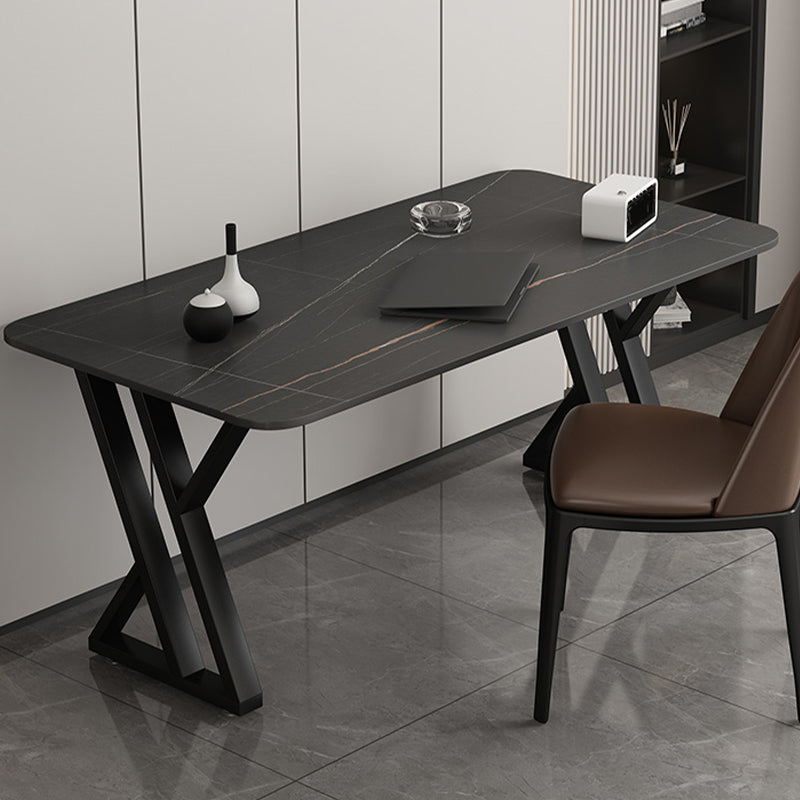 Scrivania di scrittura rettangolare contemporanea banco di computer antichi con zampe metalliche