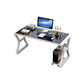 Toughened Glass Office Desk Rectangular Shape Computer Desk with 2-Legs for Home