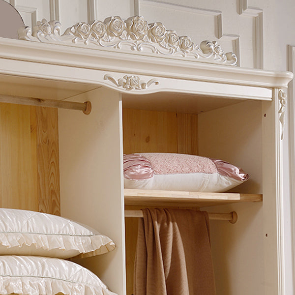 Modern Style White Wardrobe Cabinet Wood Clothes Rail Wardrobe Armoire