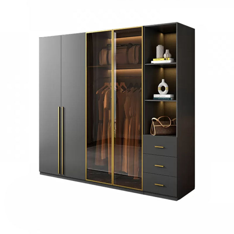Modern Glass Wardrobe Wardrobe Armoire Wardrobe Cabinet for Home