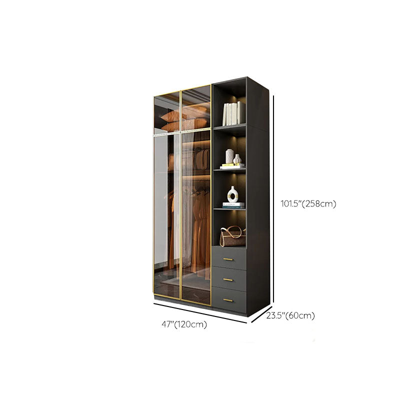 Modern Glass Wardrobe Wardrobe Armoire Wardrobe Cabinet for Home