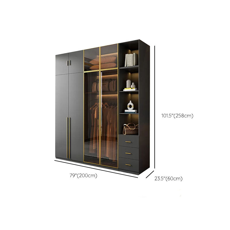 Modern Glass Wardrobe Wardrobe Armoire Wardrobe Cabinet for Home