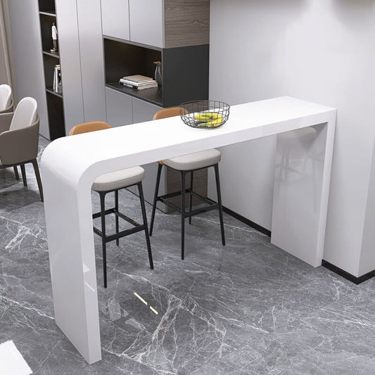 Zeitgenössischer Stil Bar Tisch weißer Holzbarttisch mit doppelter Sockelbasis