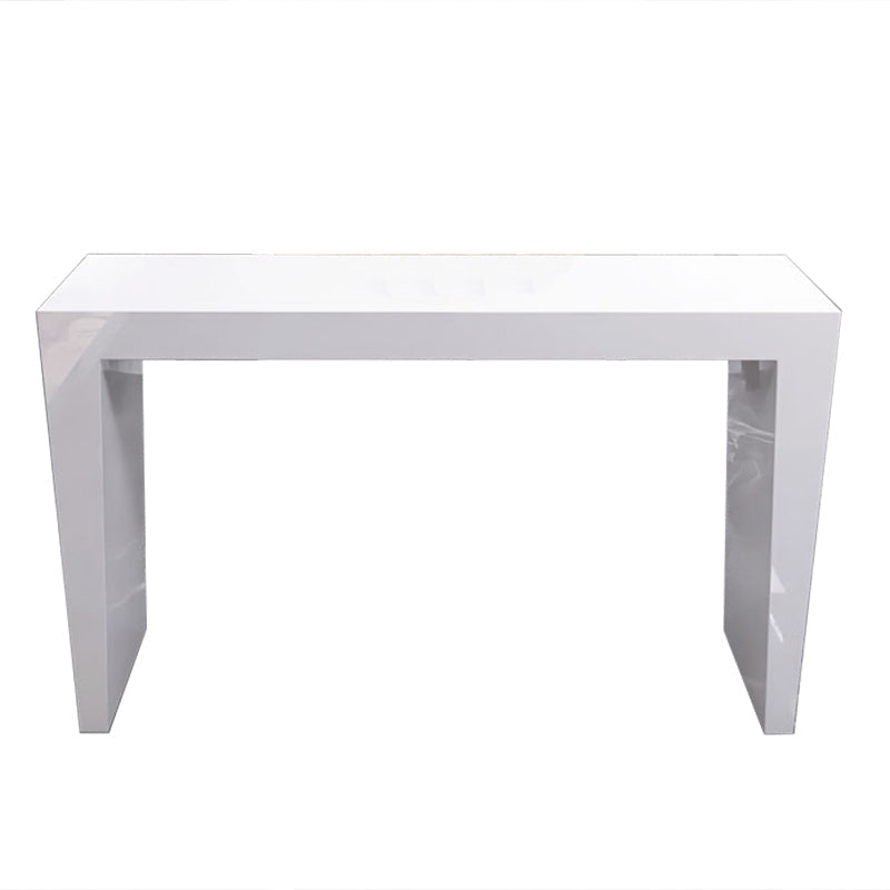 Contemporary Style Bar Table White Wood Bar Dining Table with Double Pedestal Base 47.2"L x 15.7"W x 39.4"H Gloss White Without Chairs Clearhalo 'Bar Furniture' 'Bar Tables' 'bar_tables' 'furn' 'furn_bar_tables' 'Furniture' 'Kitchen & Dining Furniture' 7019638