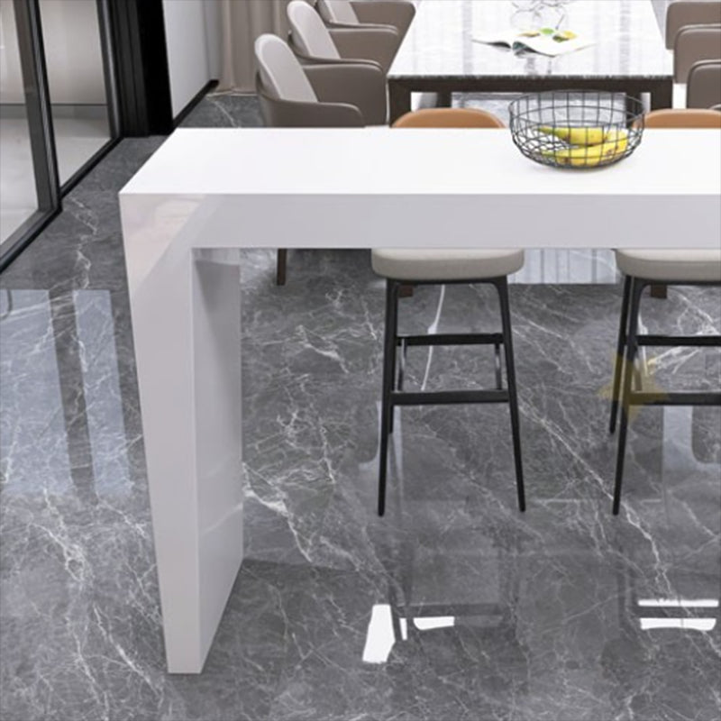 Contemporary Style Bar Table White Wood Bar Dining Table with Double Pedestal Base Clearhalo 'Bar Furniture' 'Bar Tables' 'bar_tables' 'furn' 'furn_bar_tables' 'Furniture' 'Kitchen & Dining Furniture' 7019645