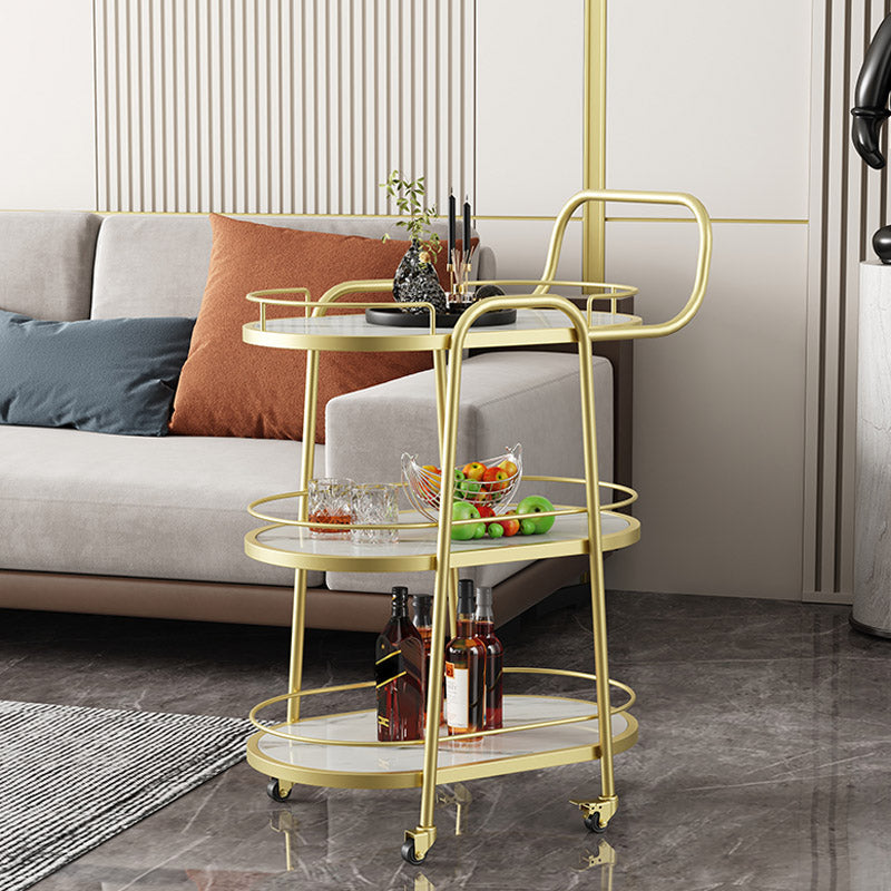 Table de préparation à rangement ouvert moderne chariot de cuisine ovale