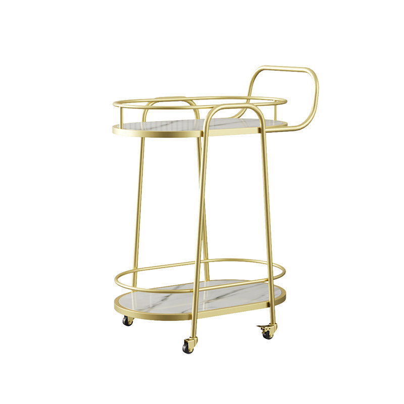 Table de préparation à rangement ouvert moderne chariot de cuisine ovale