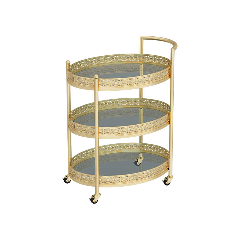 Table de préparation à rangement ouvert moderne chariot de cuisine ovale