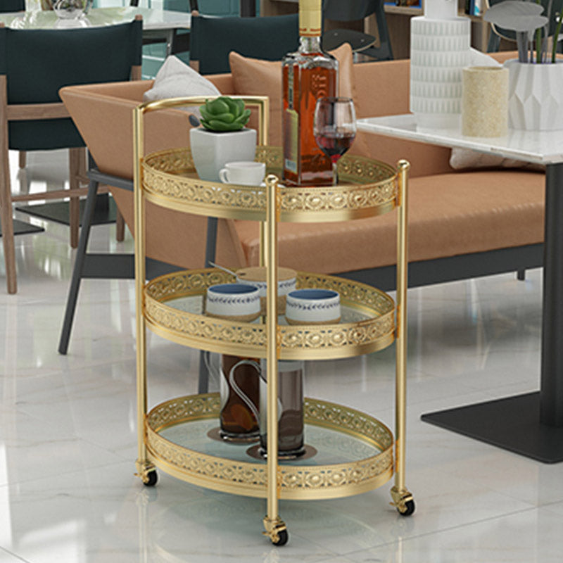 Table de préparation à rangement ouvert moderne chariot de cuisine ovale