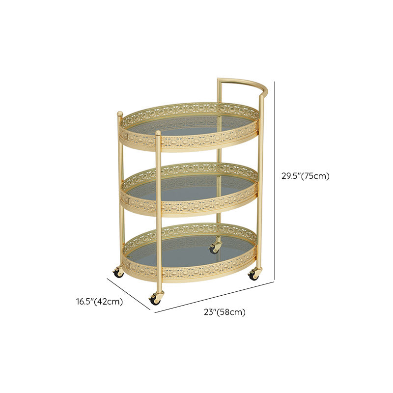Table de préparation à rangement ouvert moderne chariot de cuisine ovale