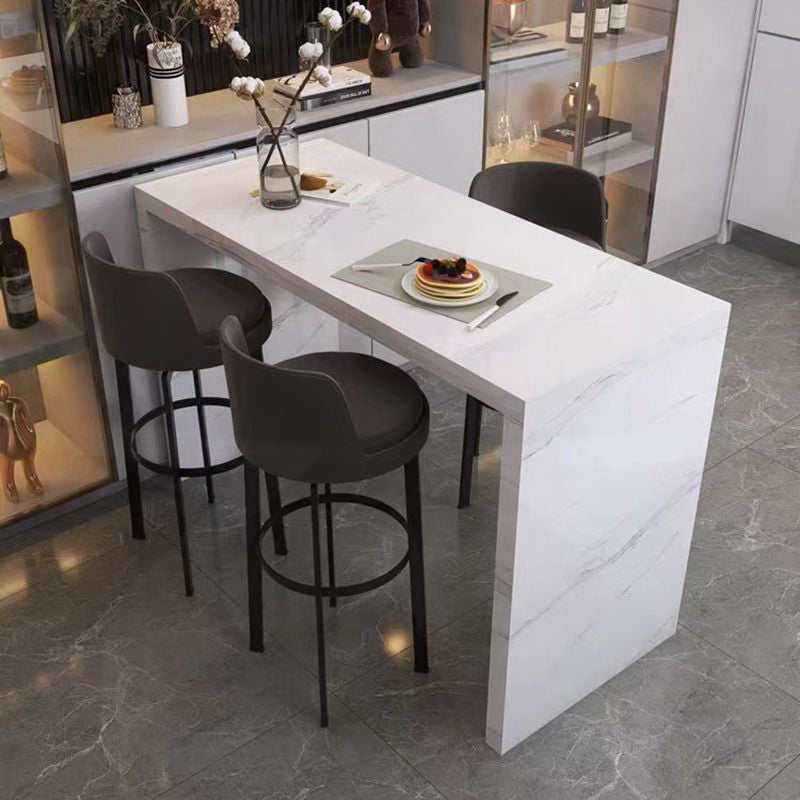 Glam Style Rechthoek Bartafel Witte Kleur Faux Marmeren Bar Eettafel