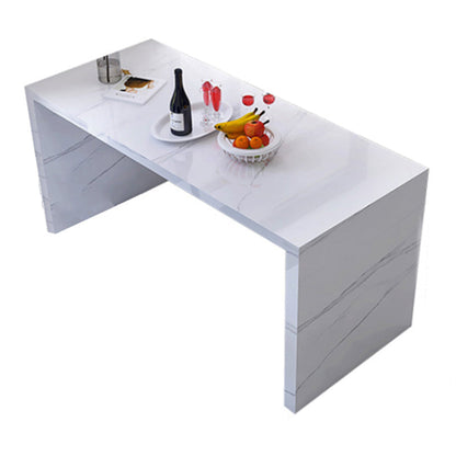 Glam Style Rechthoek Bartafel Witte Kleur Faux Marmeren Bar Eettafel
