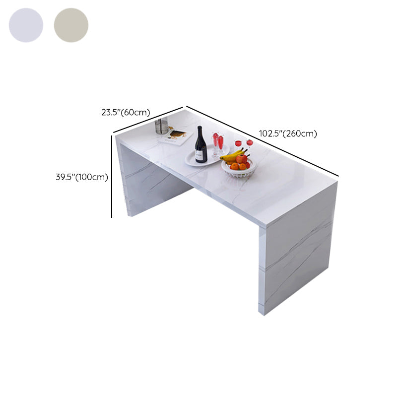Glam Style Rechthoek Bartafel Witte Kleur Faux Marmeren Bar Eettafel