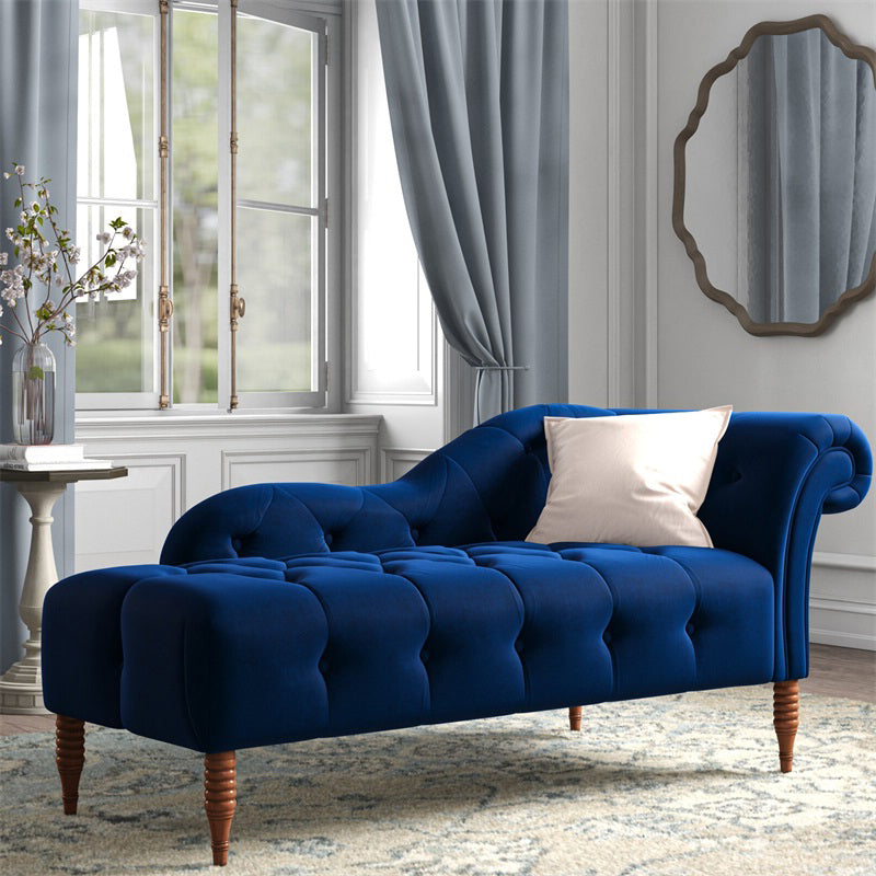 Chaise de brazos enrollados para sala de estar Chaise tapizado de terciopelo de estilo moderno