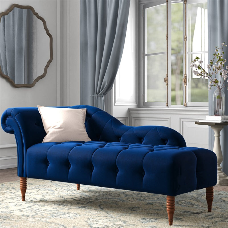 Chaise de brazos enrollados para sala de estar Chaise tapizado de terciopelo de estilo moderno