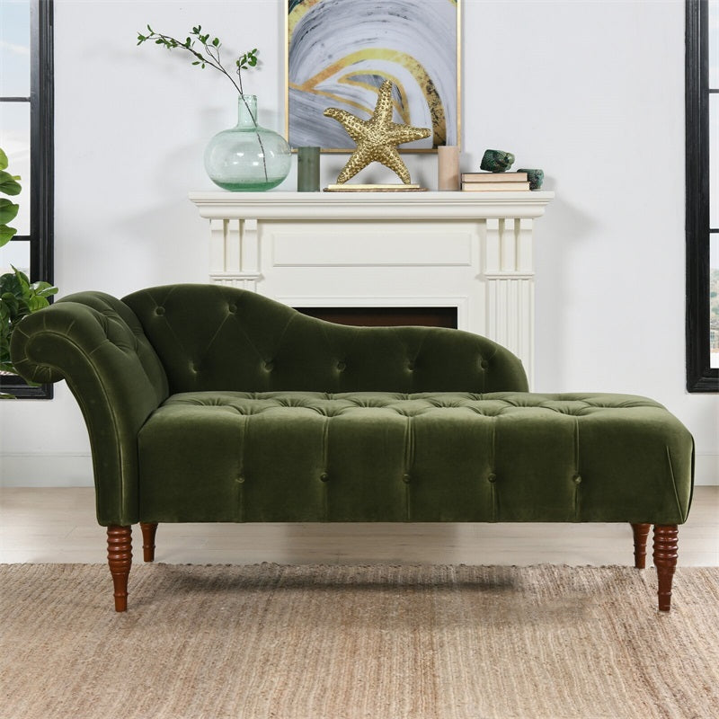 Chaise de brazos enrollados para sala de estar Chaise tapizado de terciopelo de estilo moderno