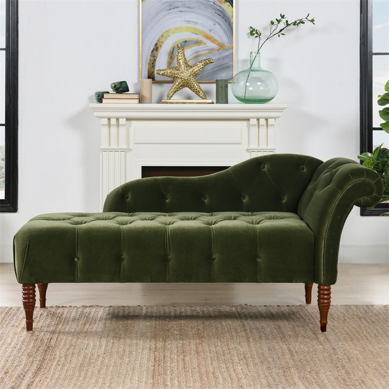 Chaise de brazos enrollados para sala de estar Chaise tapizado de terciopelo de estilo moderno