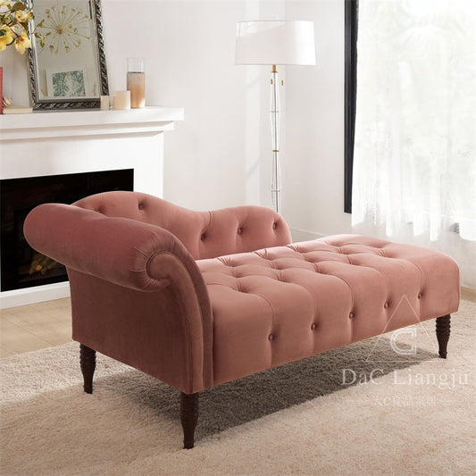Living Room Rolled Arms Chaise Modern Style Velvet Upholstered Chaise Clearhalo 'Chairs & Seating' 'Chaise Lounge' 'chaise_lounge' 'furn' 'furn_chaise_lounge' 'Furniture' 'Living Room Furniture' 7019778