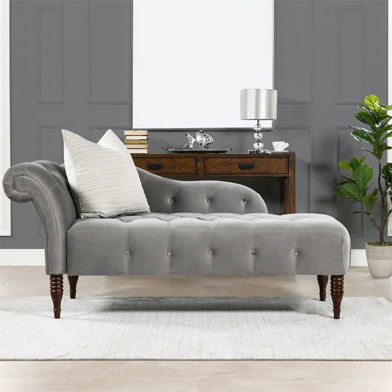 Chaise de brazos enrollados para sala de estar Chaise tapizado de terciopelo de estilo moderno