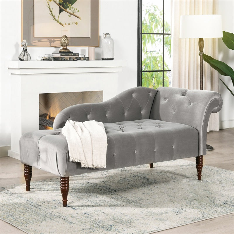 Chaise de brazos enrollados para sala de estar Chaise tapizado de terciopelo de estilo moderno