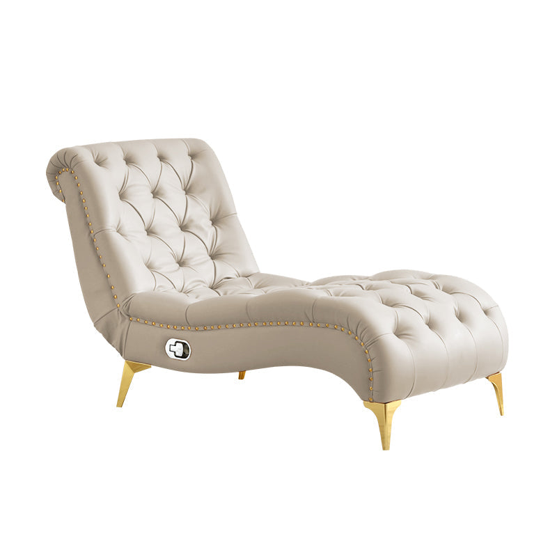 Glam Chaise Lounge Leather Chaise Lounge Sofa Metal Leg for Bedroom White Clearhalo 'Chairs & Seating' 'Chaise Lounge' 'chaise_lounge' 'furn' 'furn_chaise_lounge' 'Furniture' 'Living Room Furniture' 7019785