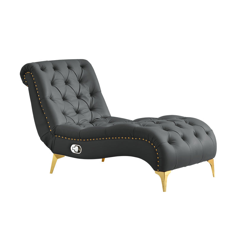 Glam Chaise Lounge Leather Chaise Lounge Sofa Metal Leg for Bedroom Gray Clearhalo 'Chairs & Seating' 'Chaise Lounge' 'chaise_lounge' 'furn' 'furn_chaise_lounge' 'Furniture' 'Living Room Furniture' 7019787