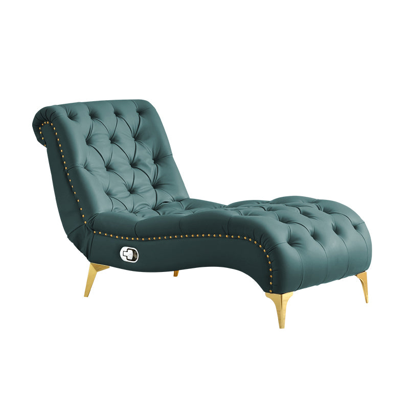 Glam Chaise Lounge Leather Chaise Lounge Sofa Metal Leg for Bedroom Green Clearhalo 'Chairs & Seating' 'Chaise Lounge' 'chaise_lounge' 'furn' 'furn_chaise_lounge' 'Furniture' 'Living Room Furniture' 7019789