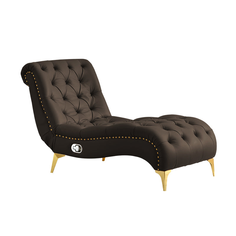 Glam Chaise Lounge Leather Chaise Lounge Sofa Metal Leg for Bedroom Light Brown Clearhalo 'Chairs & Seating' 'Chaise Lounge' 'chaise_lounge' 'furn' 'furn_chaise_lounge' 'Furniture' 'Living Room Furniture' 7019793