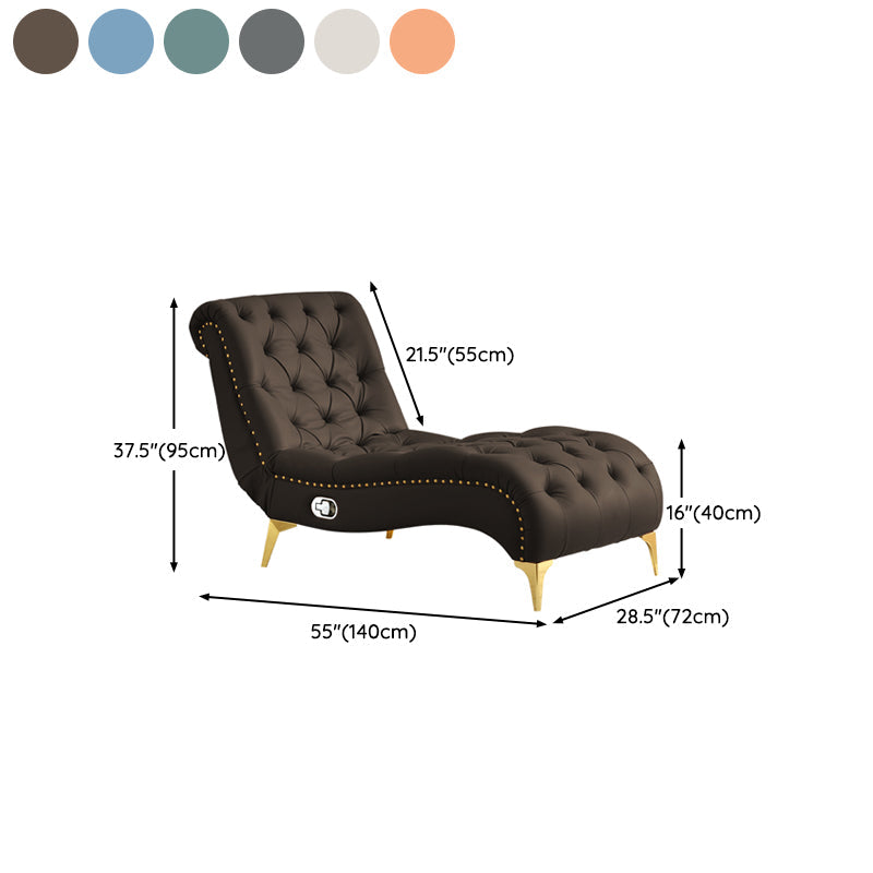 Glam Chaise Lounge Leather Chaise Lounge Sofa Metal Leg for Bedroom Clearhalo 'Chairs & Seating' 'Chaise Lounge' 'chaise_lounge' 'furn' 'furn_chaise_lounge' 'Furniture' 'Living Room Furniture' 7019798