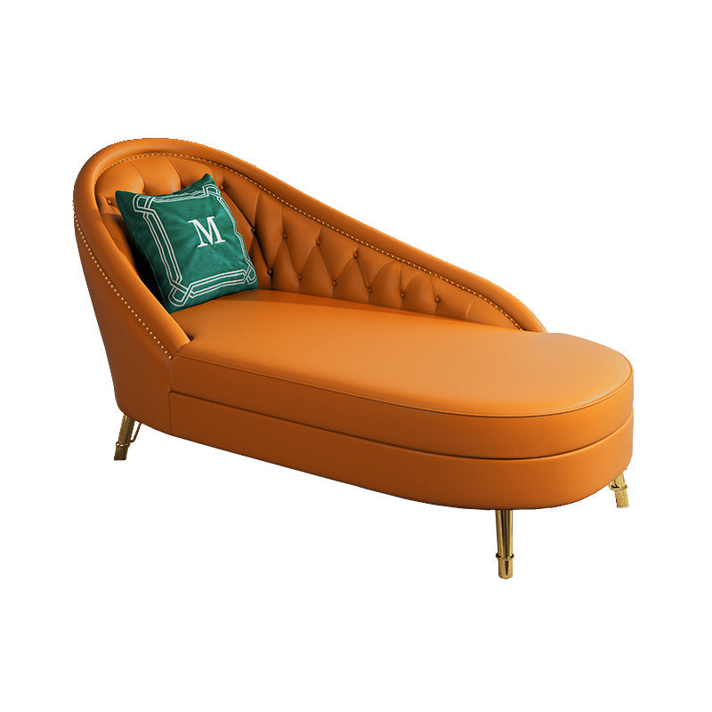 Living Room Chaise Rolled Arms Modern Chaise Lounge with Leather Upholster Orange Left-Arm Chaise Clearhalo 'Chairs & Seating' 'Chaise Lounge' 'chaise_lounge' 'furn' 'furn_chaise_lounge' 'Furniture' 'Living Room Furniture' 7019801