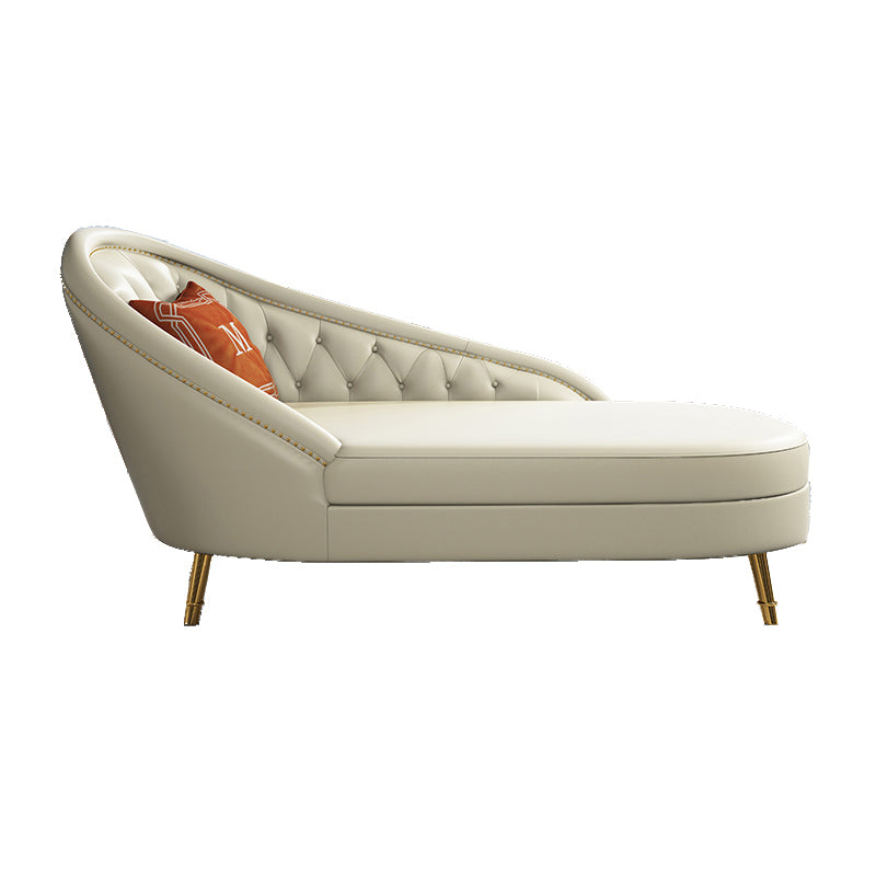 Living Room Chaise Rolled Arms Modern Chaise Lounge with Leather Upholster Beige Left-Arm Chaise Clearhalo 'Chairs & Seating' 'Chaise Lounge' 'chaise_lounge' 'furn' 'furn_chaise_lounge' 'Furniture' 'Living Room Furniture' 7019807