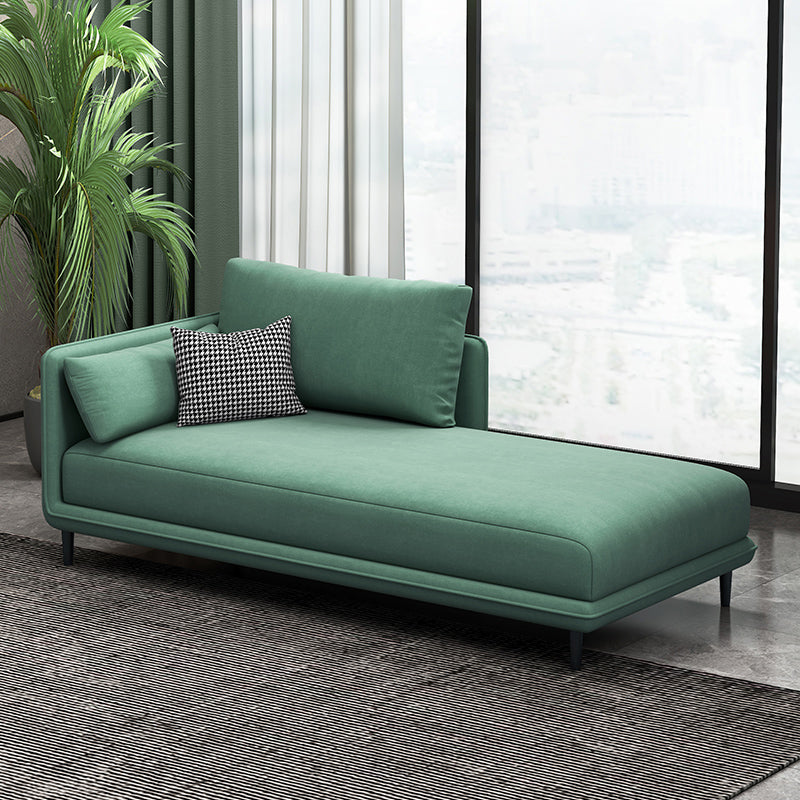 Modern Chaise Lounge Faux Leather Chaise Lounge Sofa with Pillow Lake Blue Left-Arm Chaise Clearhalo 'Chairs & Seating' 'Chaise Lounge' 'chaise_lounge' 'furn' 'furn_chaise_lounge' 'Furniture' 'Living Room Furniture' 7019827