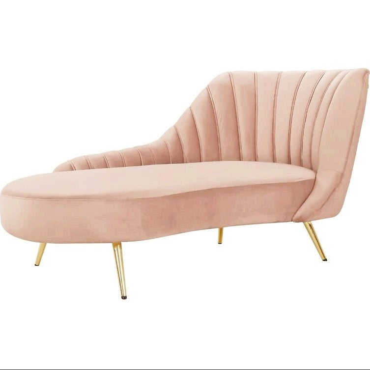 Glam Tufted Velvet Chaise Lounge with Reclining Channel Stitch Chaise for Living Room Pink Right-Arm Chaise Clearhalo 'Chairs & Seating' 'Chaise Lounge' 'chaise_lounge' 'furn' 'furn_chaise_lounge' 'Furniture' 'Living Room Furniture' 7019836