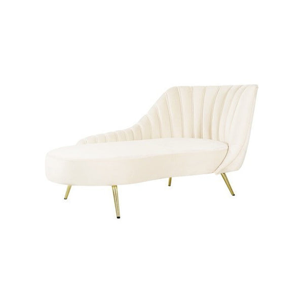 Glam Tufted Velvet Chaise Lounge with Reclining Channel Stitch Chaise for Living Room White Right-Arm Chaise Clearhalo 'Chairs & Seating' 'Chaise Lounge' 'chaise_lounge' 'furn' 'furn_chaise_lounge' 'Furniture' 'Living Room Furniture' 7019838