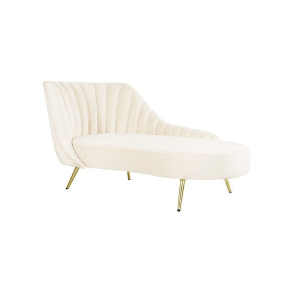 Glam Tufted Velvet Chaise Lounge with Reclining Channel Stitch Chaise for Living Room White Left-Arm Chaise Clearhalo 'Chairs & Seating' 'Chaise Lounge' 'chaise_lounge' 'furn' 'furn_chaise_lounge' 'Furniture' 'Living Room Furniture' 7019839