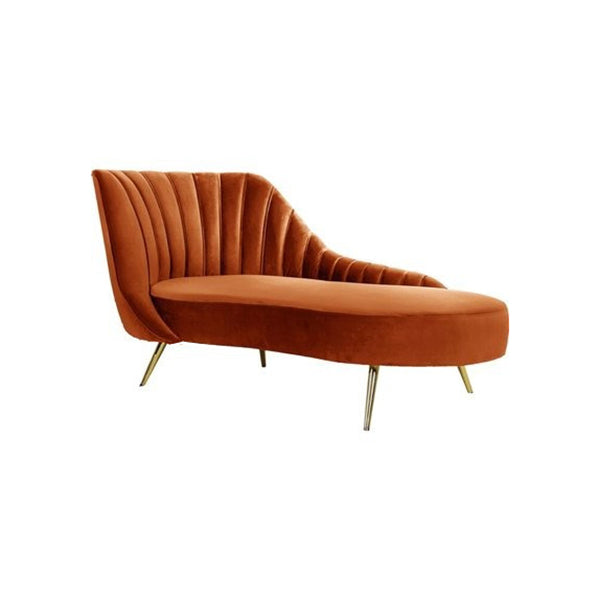 Glam Tufted Velvet Chaise Lounge with Reclining Channel Stitch Chaise for Living Room Orange Left-Arm Chaise Clearhalo 'Chairs & Seating' 'Chaise Lounge' 'chaise_lounge' 'furn' 'furn_chaise_lounge' 'Furniture' 'Living Room Furniture' 7019841