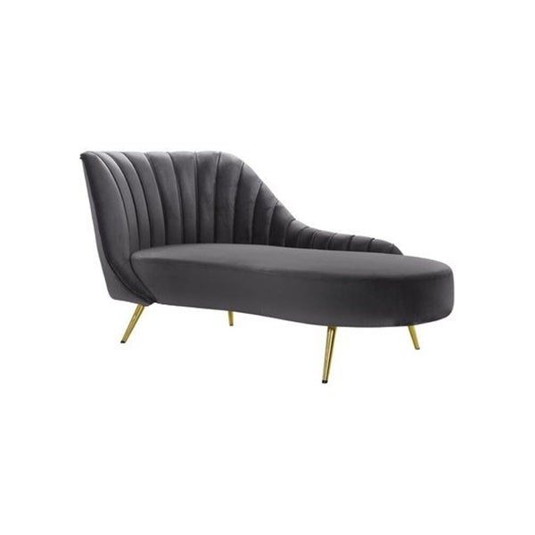 Glam Tufted Velvet Chaise Lounge with Reclining Channel Stitch Chaise for Living Room Grey Left-Arm Chaise Clearhalo 'Chairs & Seating' 'Chaise Lounge' 'chaise_lounge' 'furn' 'furn_chaise_lounge' 'Furniture' 'Living Room Furniture' 7019842