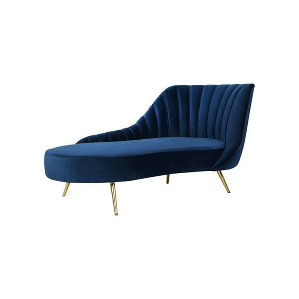 Glam Tufted Velvet Chaise Lounge with Reclining Channel Stitch Chaise for Living Room Blue Right-Arm Chaise Clearhalo 'Chairs & Seating' 'Chaise Lounge' 'chaise_lounge' 'furn' 'furn_chaise_lounge' 'Furniture' 'Living Room Furniture' 7019848