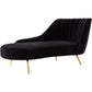 Glam Tufted Velvet Chaise Lounge with Reclining Channel Stitch Chaise for Living Room Black Right-Arm Chaise Clearhalo 'Chairs & Seating' 'Chaise Lounge' 'chaise_lounge' 'furn' 'furn_chaise_lounge' 'Furniture' 'Living Room Furniture' 7019852