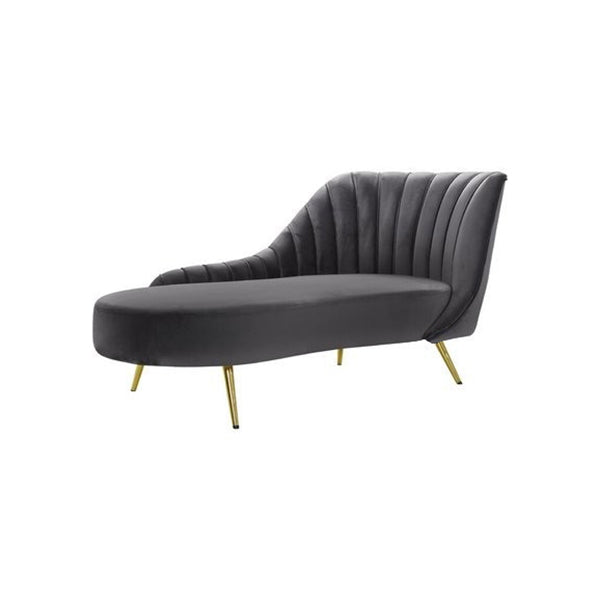 Glam Tufted Velvet Chaise Lounge with Reclining Channel Stitch Chaise for Living Room Grey Right-Arm Chaise Clearhalo 'Chairs & Seating' 'Chaise Lounge' 'chaise_lounge' 'furn' 'furn_chaise_lounge' 'Furniture' 'Living Room Furniture' 7019854